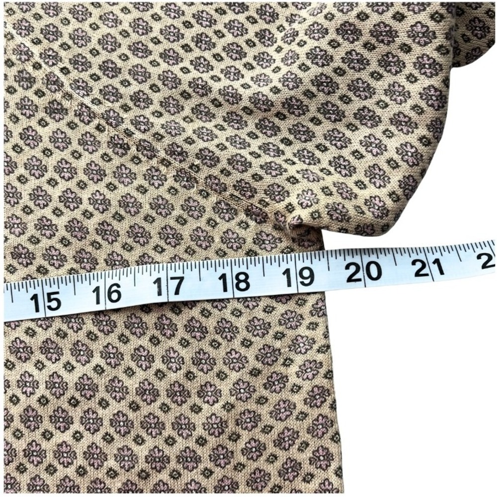 NWT LOFT Floral Fair Isle Sweater M Beige Pink Cotton Silk Blend Soft Pullover‎ - Picture 7 of 8